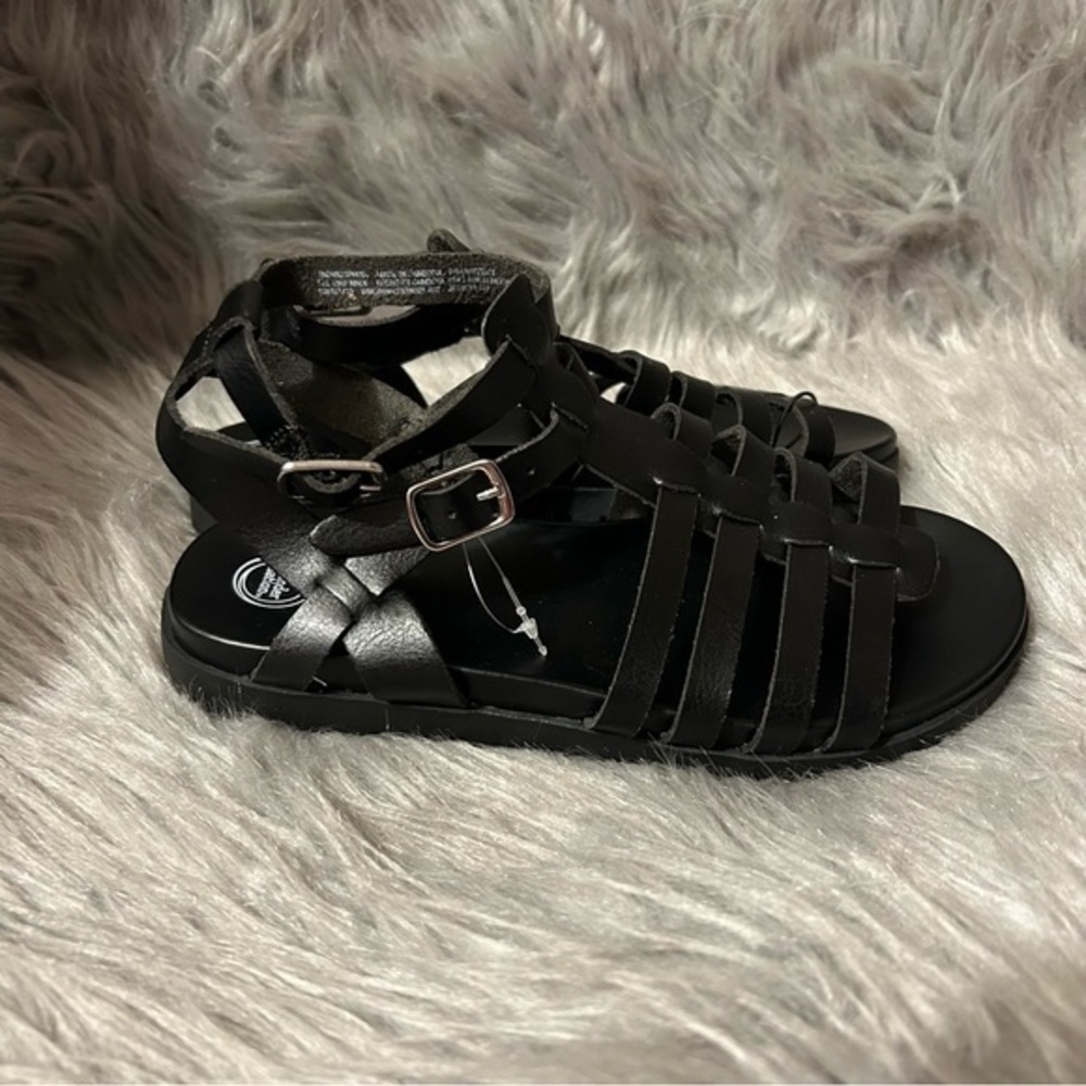Wonder Nation Gladiator Sandals Girls Size 3 Black Strappy Open Toe Shoes